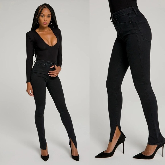 Good American Skinny Good Waist Long Slit Jeans - Picture 1 of 4